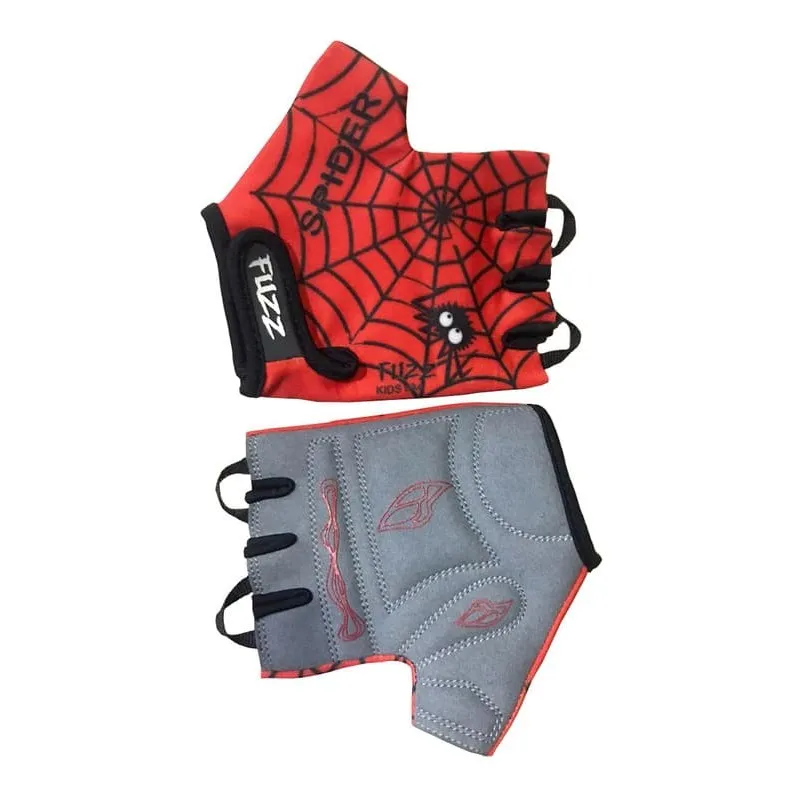 Перчатки 08-202021 детские лайкра SPIDER красно-черные, р-р 4/S (для 2-4 лет), GRIP GEL, с петелькам
