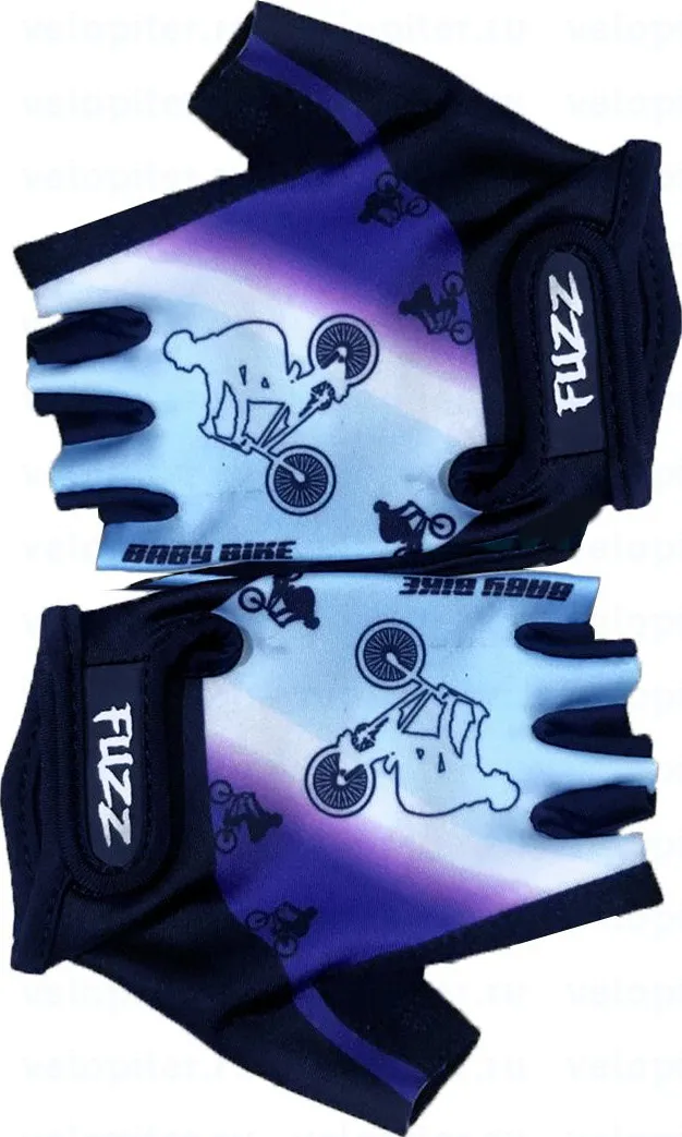 Перчатки дет лайкра BIKE бело-голубые р-р 10/L GRIP GEL FUZZ