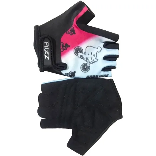 Перчатки 08-202048 детские лайкра BIKE бело-розовые, р-р 6/M (для 4-6 лет), GRIP GEL, на липучке FUZ